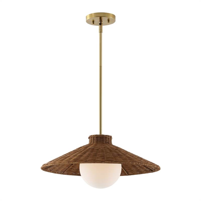 Safavieh Kalena Rattan and Metal Pendant in Natural / Brass
