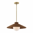 Safavieh Kalena Rattan and Metal Pendant in Natural / Brass