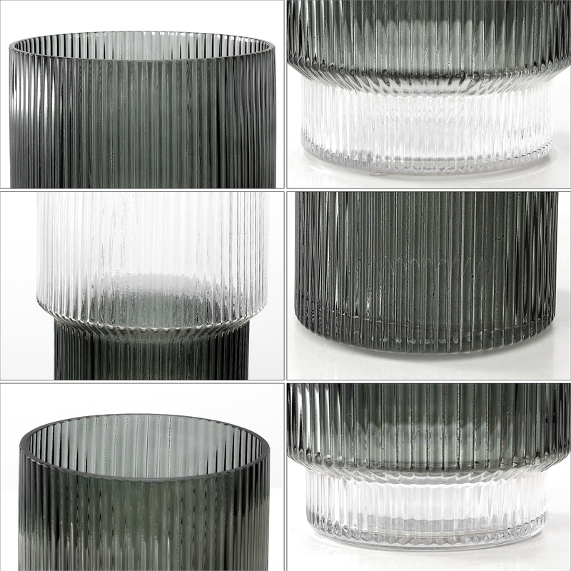Safavieh Zinc Fluted Glass Vase Set 3 in Gray