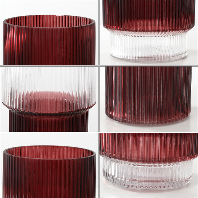 Safavieh Zinc Fluted Glass Vase Set 3 in Cranberry
