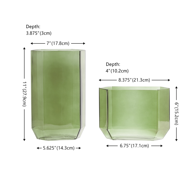 Safavieh Noreno  Glass Vase Set 2 in Green Tint