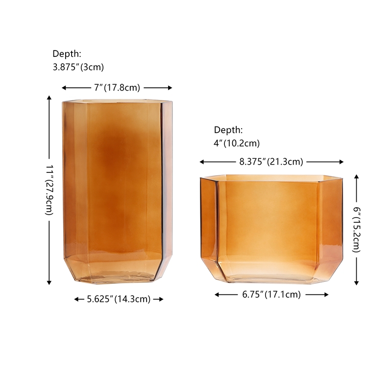 Safavieh Noreno  Glass Vase Set 2 in Orange Tint