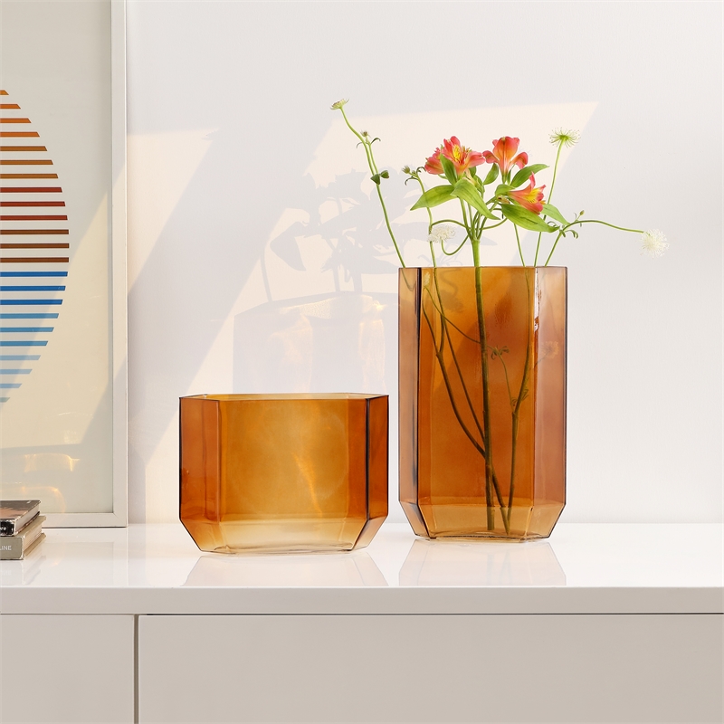 Safavieh Noreno  Glass Vase Set 2 in Orange Tint