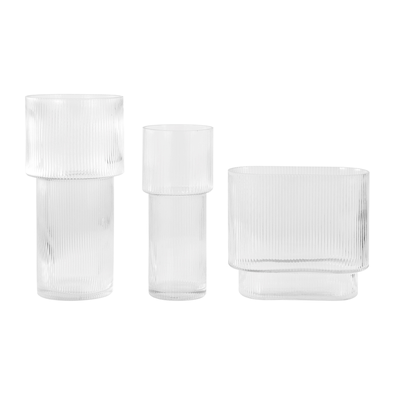 Safavieh Ceva Fluted Glass Vase Set 3 in Clear