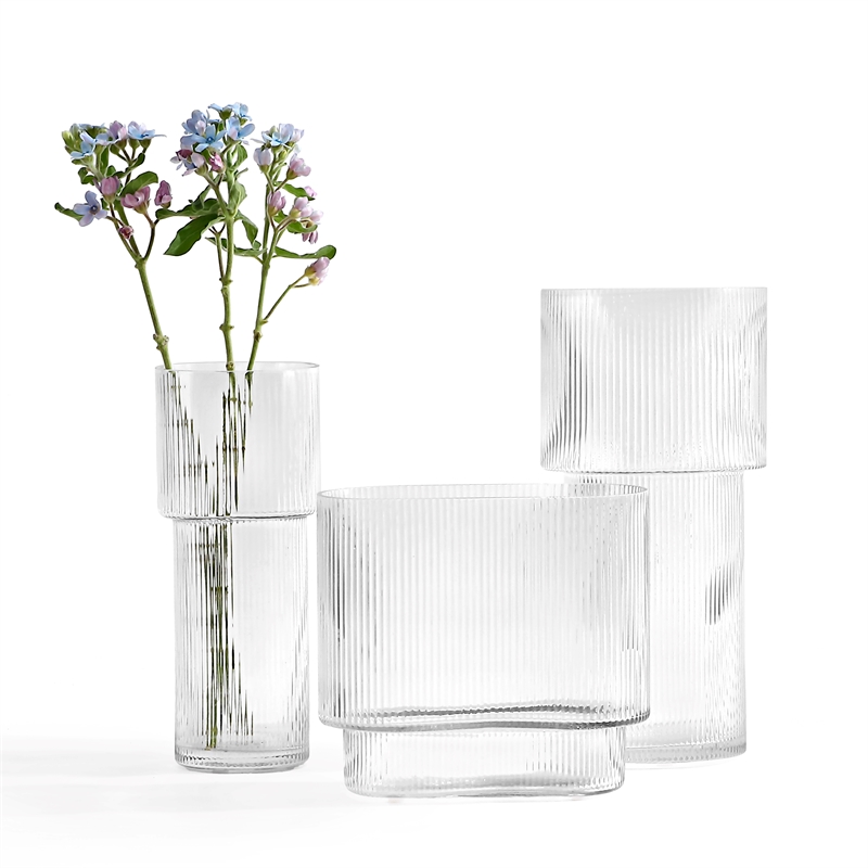 Safavieh Ceva Fluted Glass Vase Set 3 in Clear