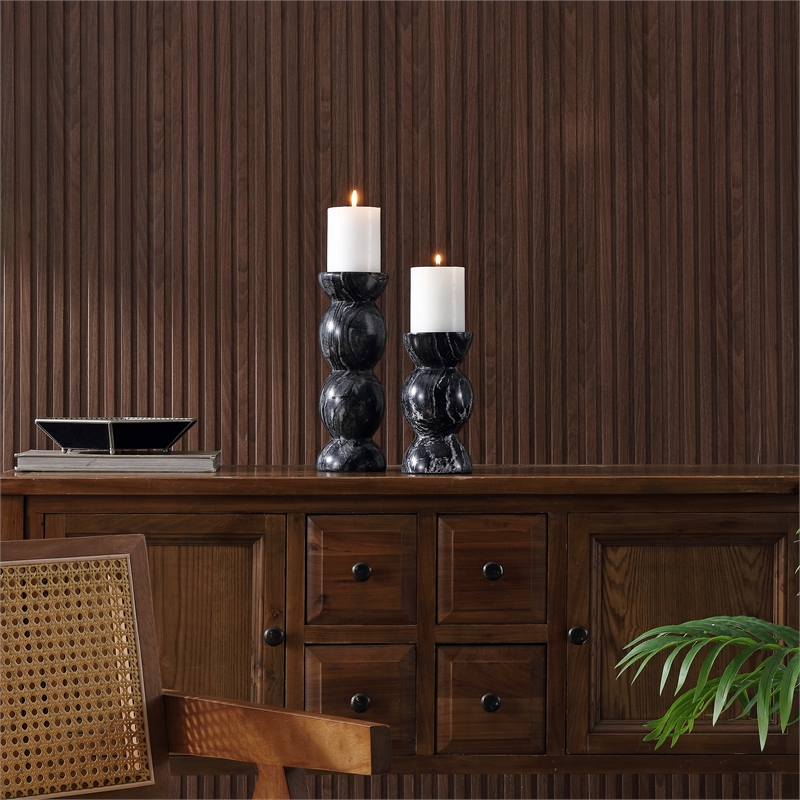 Safavieh Rhodes Marble Candle Holder Set Of 2 in Black