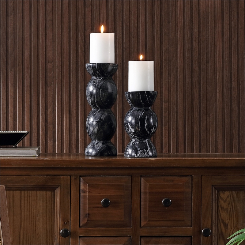 Safavieh Rhodes Marble Candle Holder Set Of 2 in Black