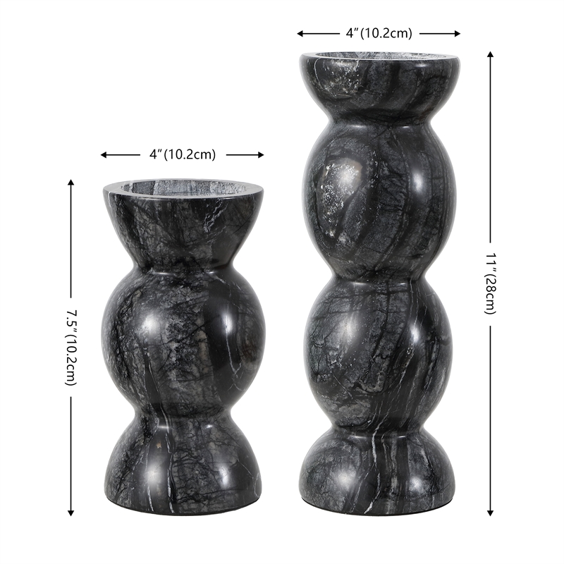 Safavieh Rhodes Marble Candle Holder Set Of 2 in Black