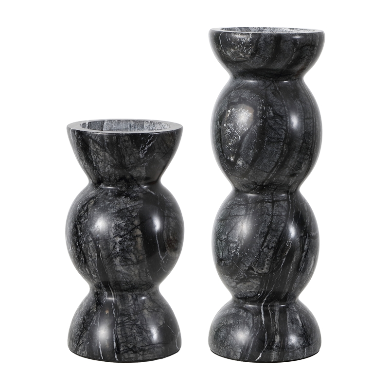 Safavieh Rhodes Marble Candle Holder Set Of 2 in Black