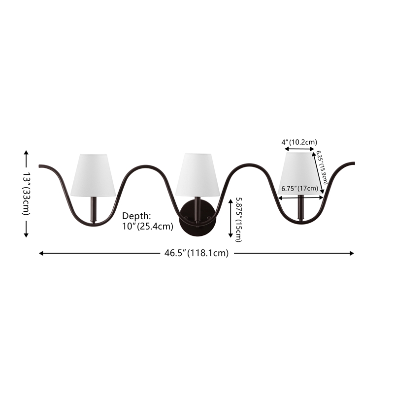 Safavieh Rylie 3 Light Metal and Fabric Wall Sconce in Bronze
