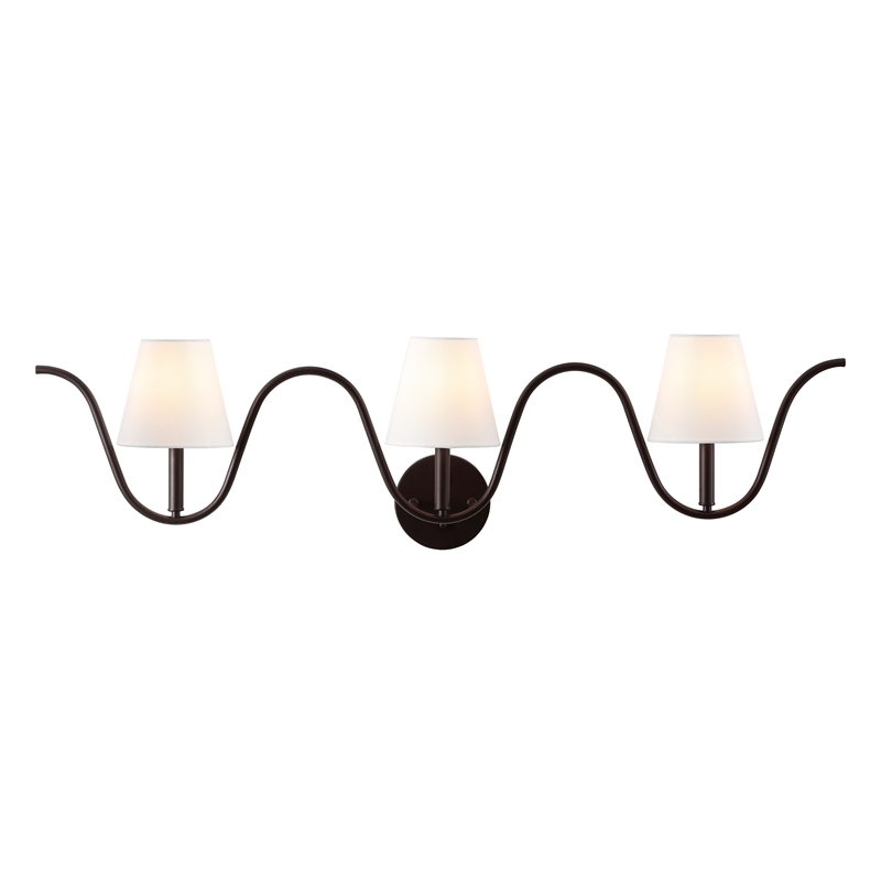 Safavieh Rylie 3 Light Metal and Fabric Wall Sconce in Bronze