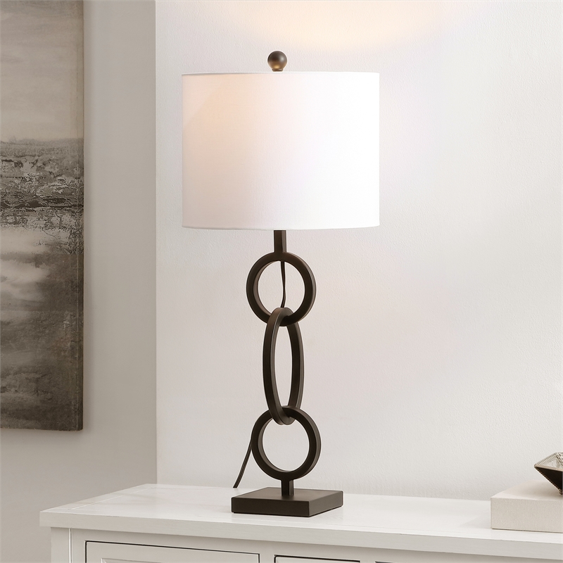 Safavieh Alaia Iron and Cotton Table Lamp in Black