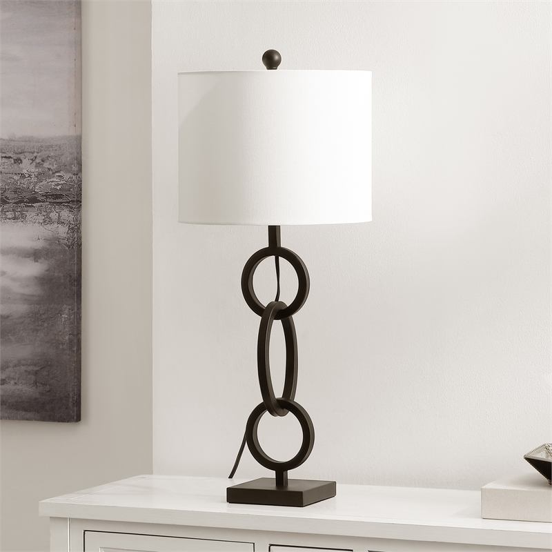 Safavieh Alaia Iron and Cotton Table Lamp in Black