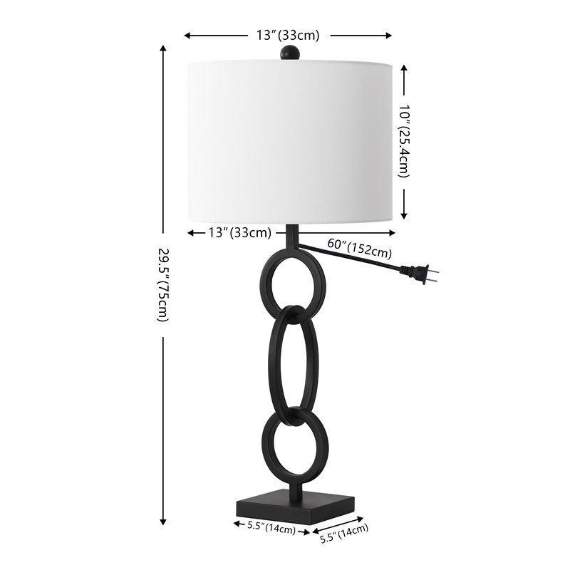Safavieh Alaia Iron and Cotton Table Lamp in Black