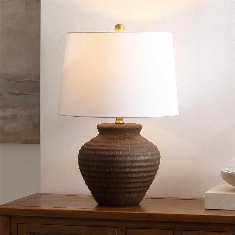 Safavieh Ledger Ceramic Table Lamp in Brown