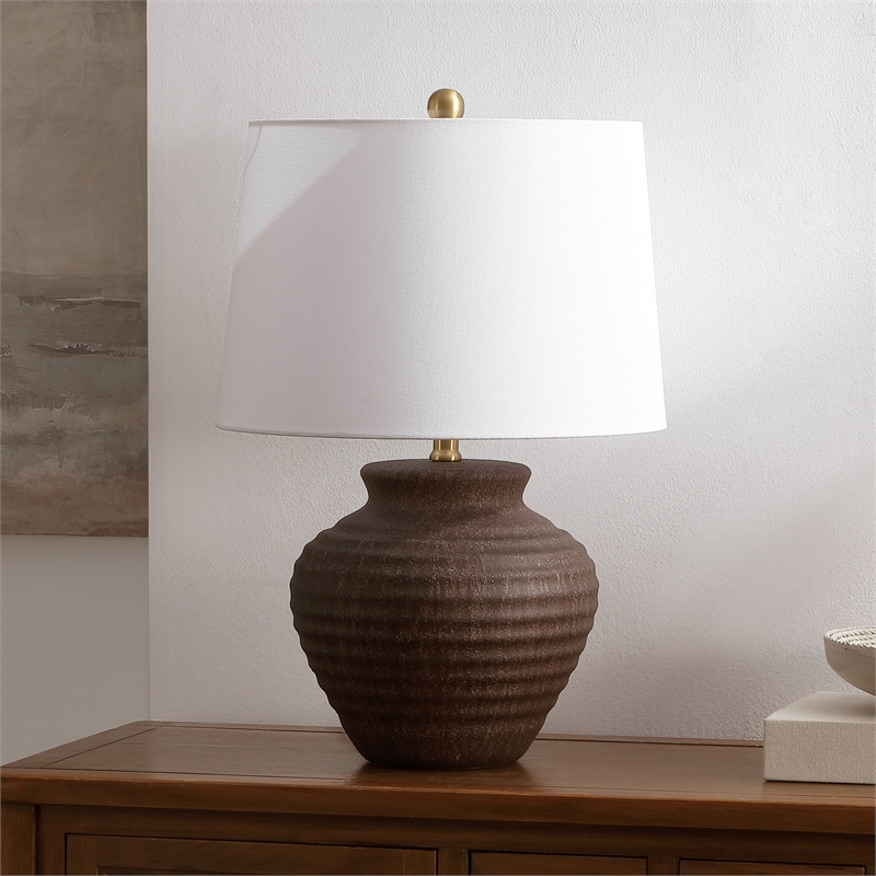 Safavieh Ledger Ceramic Table Lamp in Brown