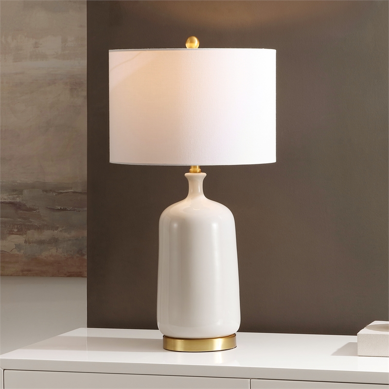 Safavieh Stevie Ceramic Table Lamp in Cream / Brass