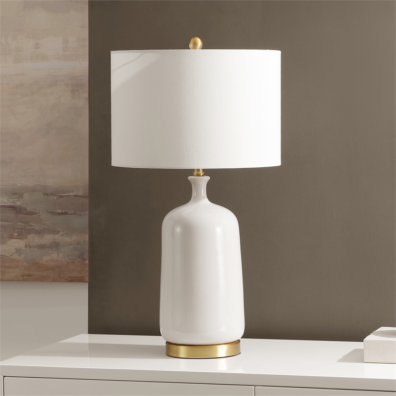 Safavieh Stevie Ceramic Table Lamp in Cream / Brass