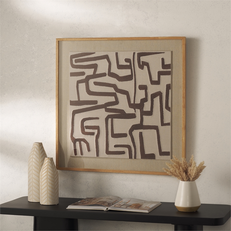 Safavieh Tar Wood Textile Wall Art in Natural