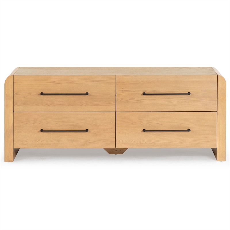Safavieh Katrina Solid Wood 4 Drawer Dresser in Natural / Black