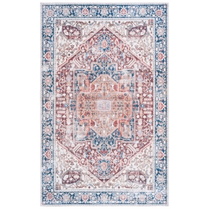 Safavieh Arizona 5'-0&quot x 8'-0&quot Polyester Power Loomed Rug in Red / Navy