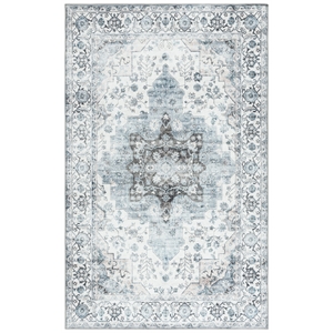 Safavieh Arizona 2'-3&quot x 4'-0&quot Polyester Power Loomed Rug in Ivory / Blue