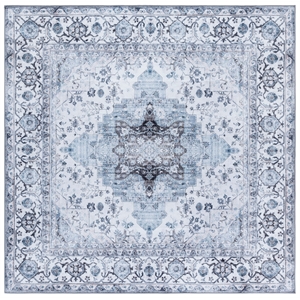 Safavieh Arizona 8'-0&quot x 8'-0&quot Polyester Power Loomed Rug in Ivory / Blue