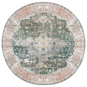Safavieh Arizona 8'-0&quot x 8'-0&quot Polyester Power Loomed Rug in Green / Light Brown