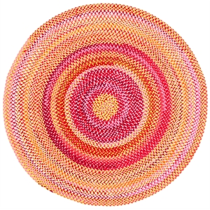Safavieh Braided 800 5'-0&quot x 5'-0&quot Cotton Hand Woven Rug in Red / Orange