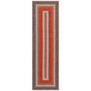Safavieh Braided 2'-3&quot x 8'-0&quot  Hand Woven Rug in Brown / Rust