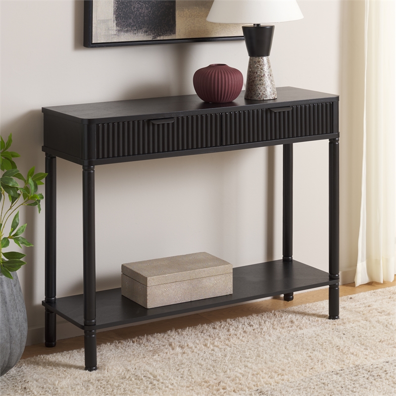 Safavieh Thurston Wood 2 Drw Console in Matte Black