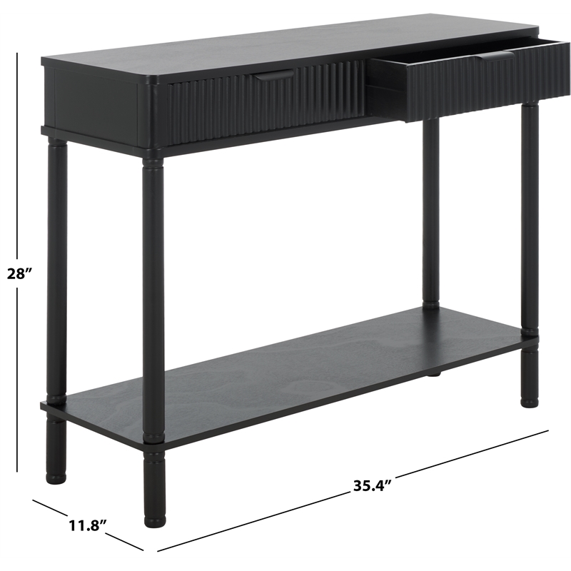 Safavieh Thurston Wood 2 Drw Console in Matte Black