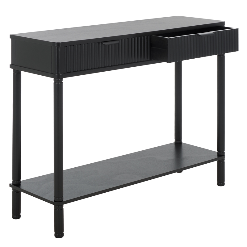 Safavieh Thurston Wood 2 Drw Console in Matte Black