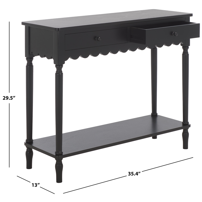 Safavieh Haven Wood 2 Drw Small Console in Matte Black