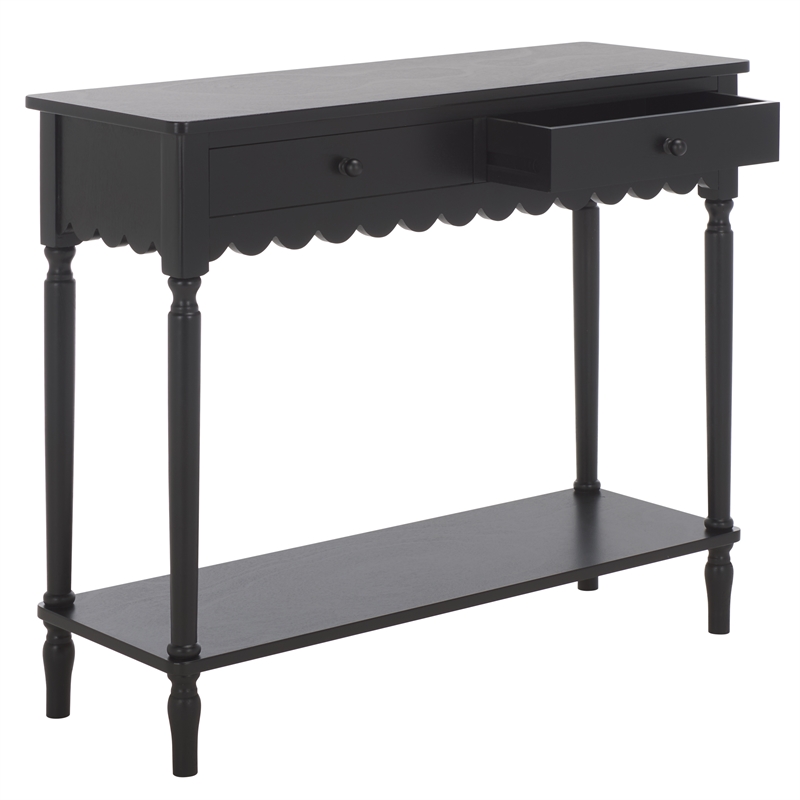 Safavieh Haven Wood 2 Drw Small Console in Matte Black