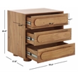 Safavieh Lesliette 3 Drawer Wood and Iron Nightstand in Natural
