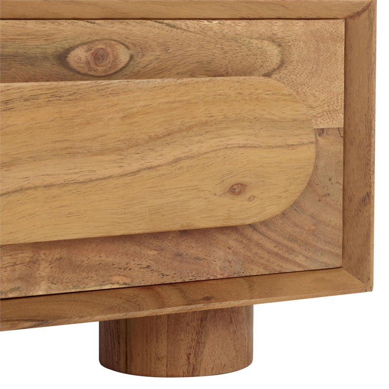 Safavieh Lesliette 3 Drawer Wood and Iron Nightstand in Natural