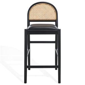 Safavieh Laylie Rattan And Leather Counter Stool in Black