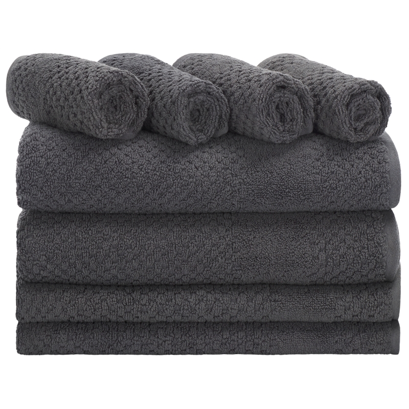 Safavieh Chelsea  8 Pc Cotton Towel Bundle in Dark Gray