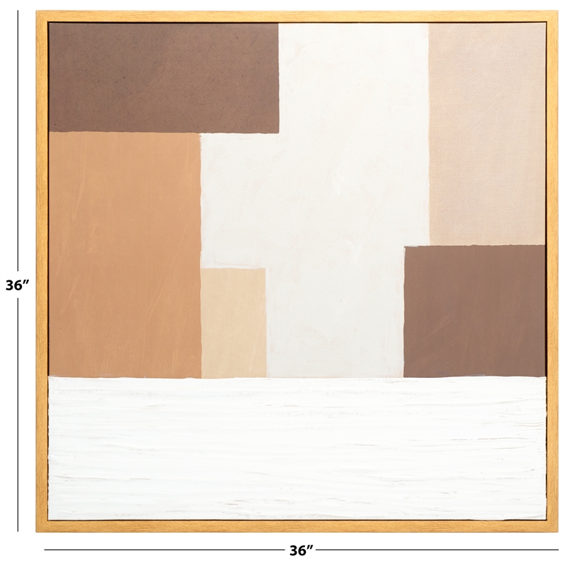 Safavieh Neutral Location Wood Framed Mixed Media Art in Brown/Off White