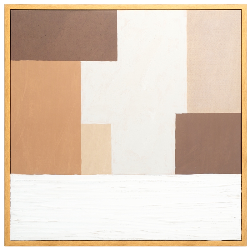 Safavieh Neutral Location Wood Framed Mixed Media Art in Brown/Off White