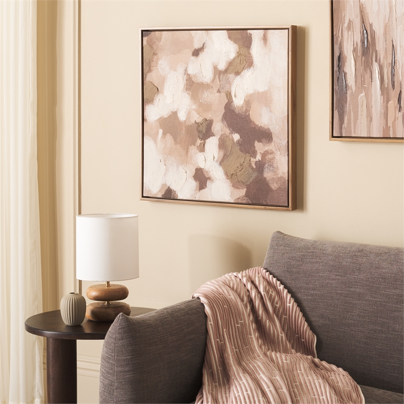 Safavieh Coffee Cake Wood and Iron Framed Linen Canvas in Brown/Cream