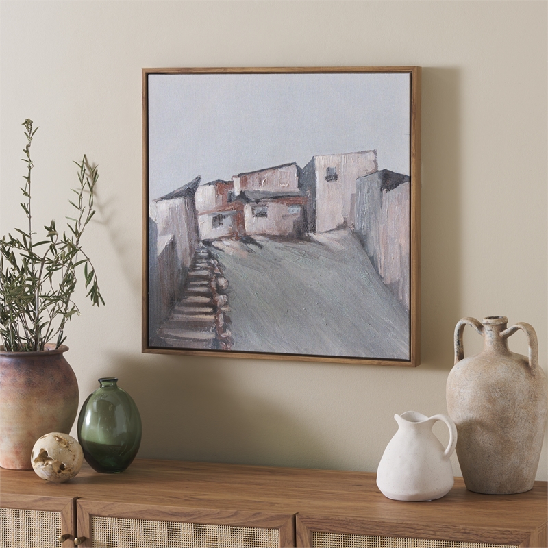 Safavieh Avlaki Wood and Iron Framed Linen Canvas  in Blue / Brown