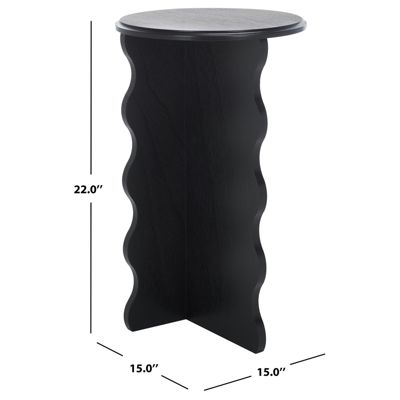 Safavieh Lilith Wavy Wood Accent Table in Matte Black