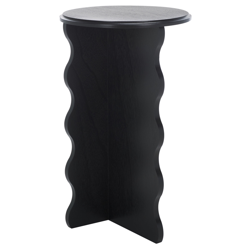 Safavieh Lilith Wavy Wood Accent Table in Matte Black