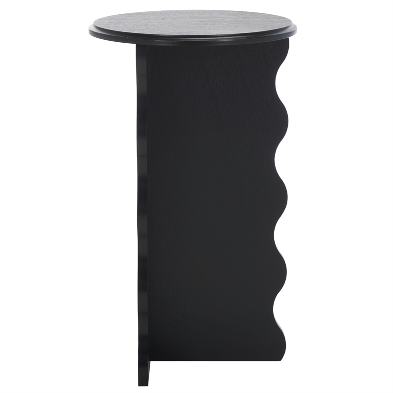 Safavieh Lilith Wavy Wood Accent Table in Matte Black