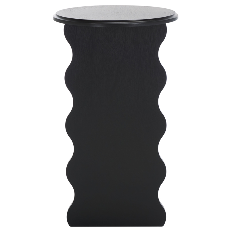 Safavieh Lilith Wavy Wood Accent Table in Matte Black