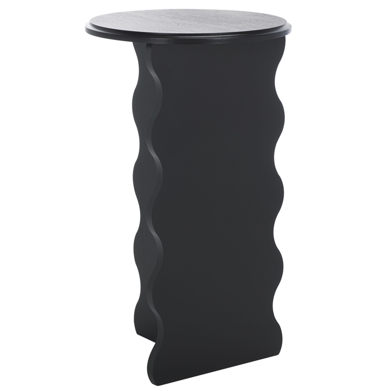 Safavieh Lilith Wavy Wood Accent Table in Matte Black