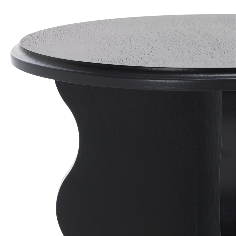 Safavieh Lilith Wavy Wood Accent Table in Matte Black