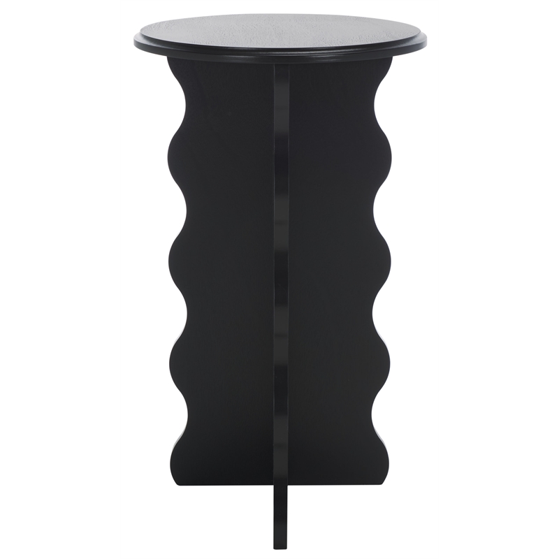Safavieh Lilith Wavy Wood Accent Table in Matte Black